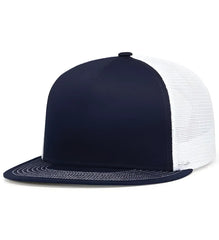 Pacific Headwear 4D7 D-Series 5-Panel Trucker Snapback Cap - True Navy White True Navy - True Navy White True Navy