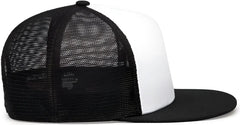 Pacific Headwear 4D7 D-Series 5-Panel Trucker Snapback Cap - White Black Black - White Black Black / 7’’ - 7 7/8’’