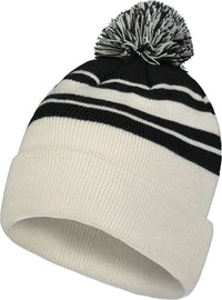 Pacific Headwear 641K Knit Fold Over Pom-Pom Beanie - Oat Black - Oat Black / OS