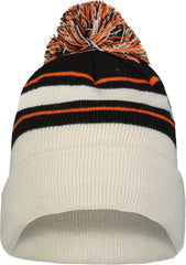 Pacific Headwear 641K Knit Fold Over Pom-Pom Beanie - Oat Black Orange - Oat Black Orange / OS