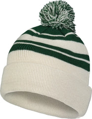 Pacific Headwear 641K Knit Fold Over Pom-Pom Beanie - Oat Dark Green - Oat Forest / OS