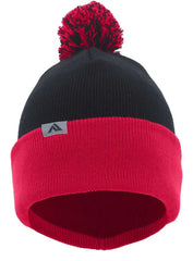 Pacific Headwear 641K Knit Fold Over Pom-Pom Beanie - B04J - Black Red / 7’’ - 7 7/8’’