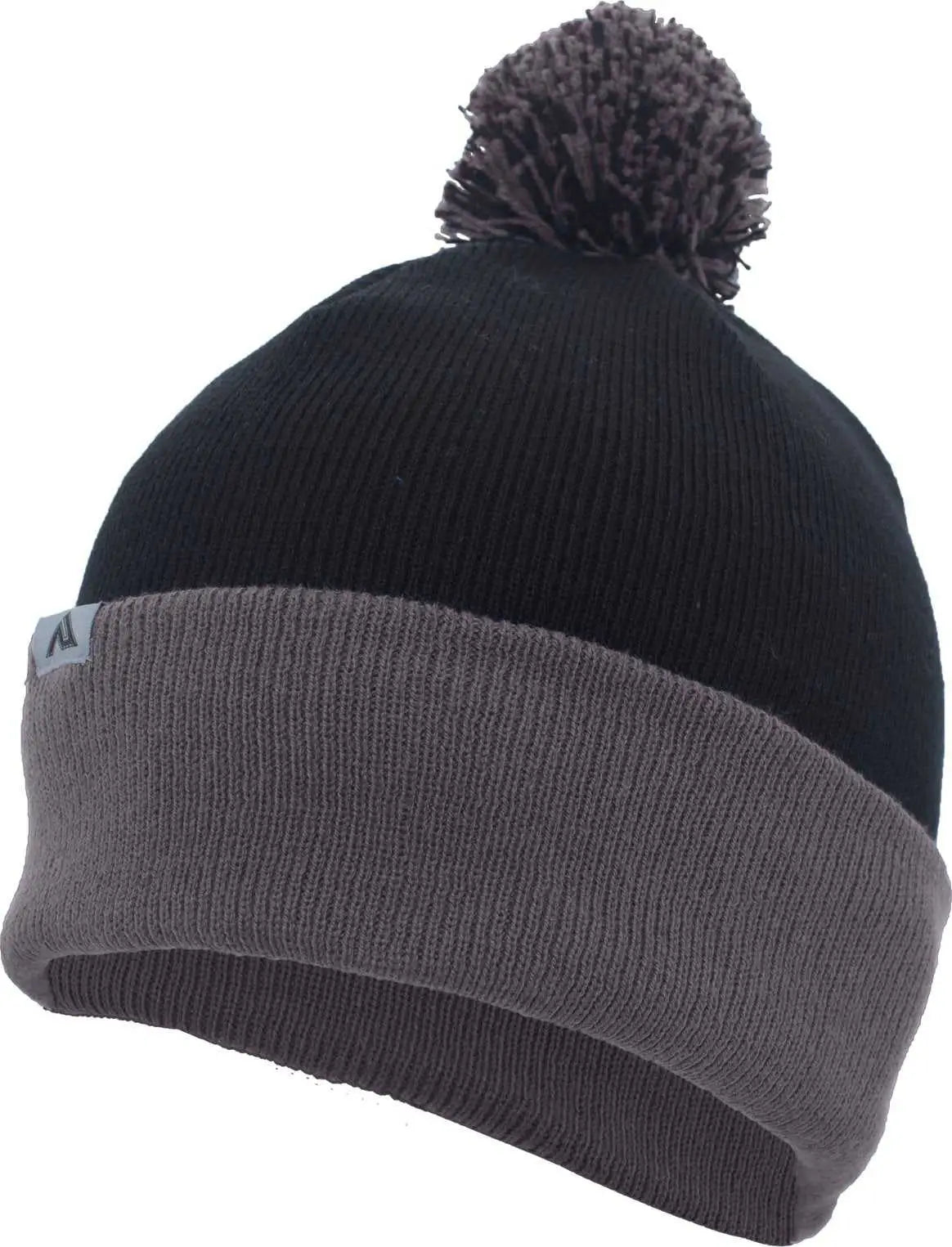 Pacific Headwear 641K Pom-Pom Cuff Beanie - Black Graphite - Black Dark Gray / 7’’ - 7 7/8’’