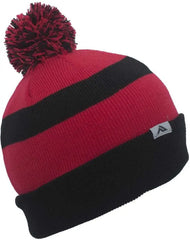 Pacific Headwear 641K Pom-Pom Cuff Beanie - Black Red Black - Black Red Black / 7’’ - 7 7/8’’