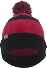 Pacific Headwear 641K Pom-Pom Cuff Beanie - Black Red Black - Black Red Black / 7’’ - 7 7/8’’