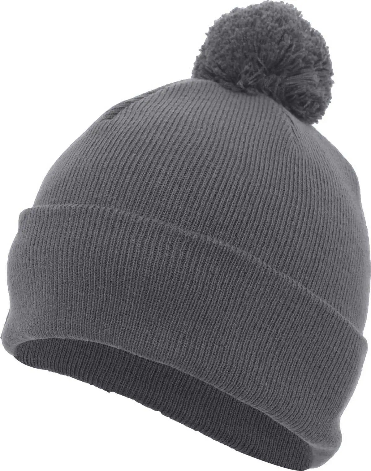 Pacific Headwear 641K Pom-Pom Cuff Beanie - Graphite - Dark Gray / 7’’ - 7 7/8’’