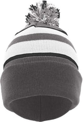 Pacific Headwear 641K Pom-Pom Cuff Beanie - Graphite White Black - Dark Gray White / 7’’ - 7 7/8’’
