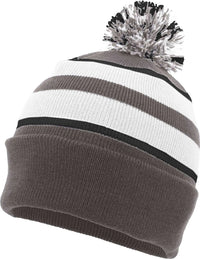 Pacific Headwear 641K Pom-Pom Cuff Beanie - Graphite White Black - Dark Gray White / 7’’ - 7 7/8’’