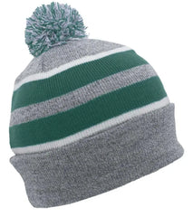 Pacific Headwear 641K Pom-Pom Cuff Beanie - Heather Gray Kelly White - Gray Kelly / 7’’ - 7 7/8’’