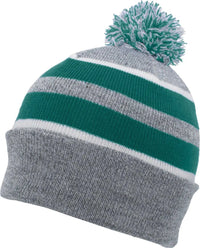 Pacific Headwear 641K Pom-Pom Cuff Beanie - Heather Gray Kelly White - Gray Kelly / 7’’ - 7 7/8’’