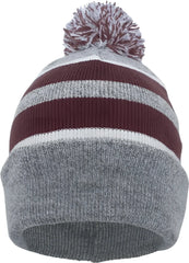 Pacific Headwear 641K Pom-Pom Cuff Beanie - Heather Gray Maroon White - Gray Maroon / 7’’ - 7 7/8’’