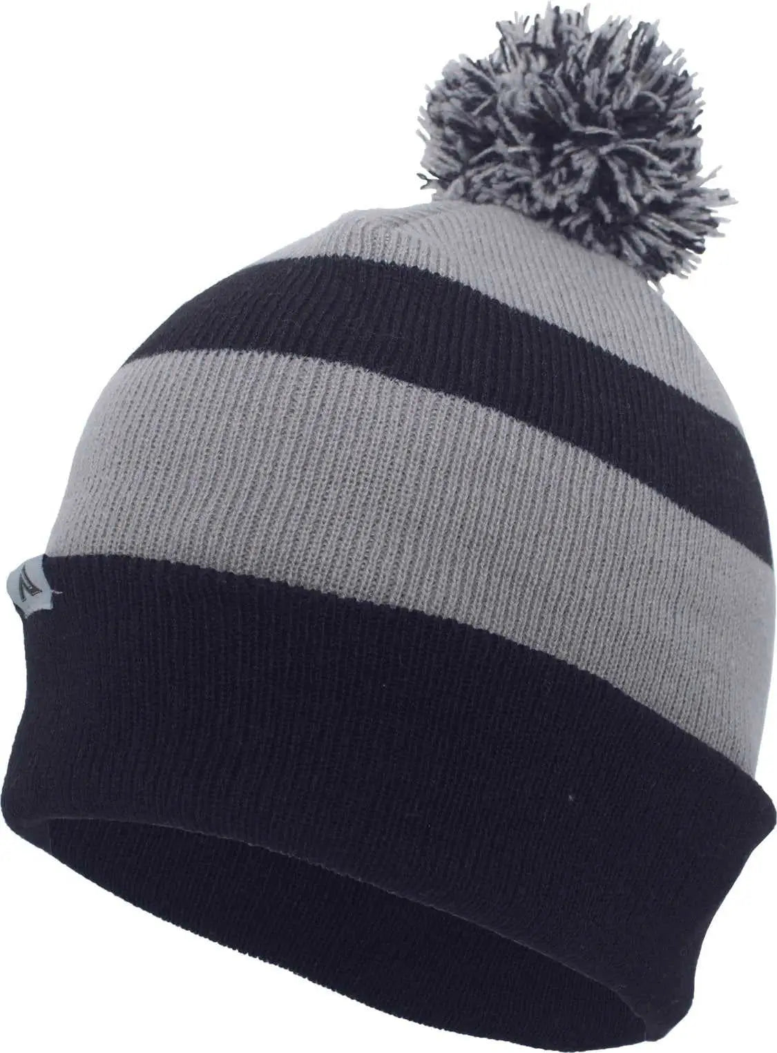 Pacific Headwear 641K Pom-Pom Cuff Beanie - Navy Silver Navy - Navy Light Gray / 7’’ - 7 7/8’’