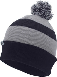 Pacific Headwear 641K Pom-Pom Cuff Beanie - Navy Silver Navy - Navy Light Gray / 7’’ - 7 7/8’’