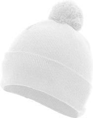 Pacific Headwear 641K Pom-Pom Cuff Beanie - White - White / 7’’ - 7 7/8’’