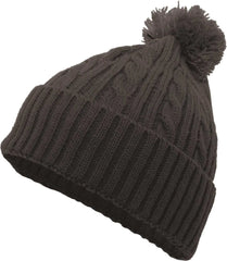 Pacific Headwear 643K Cable Knit Pom-Pom Beanie - Graphite - Dark Gray / 7’’ - 7 7/8’’