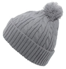 Pacific Headwear 643K Cable Knit Pom-Pom Beanie - Silver - Light Gray / 7’’ - 7 7/8’’
