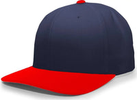 Pacific Headwear 705W Pro-Wool Hook-and-Loop Cap - Navy Red - Navy Red / 6 1/2’’ - 7’’