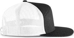 Pacific Headwear 710 6-Panel Arch Heather Trucker Snapback Cap - Black Heather White - Black Heather White / 7’’ - 7