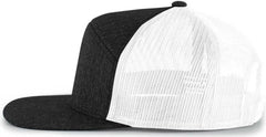 Pacific Headwear 710 6-Panel Arch Heather Trucker Snapback Cap - Black Heather White - Black Heather White / 7’’ - 7