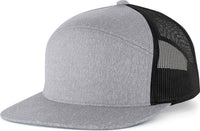 Pacific Headwear 710 6-Panel Arch Heather Trucker Snapback Cap - Grey Heather Black - Grey Heather Black / 7’’ - 7 7/8’’