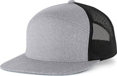 Pacific Headwear 710 6-Panel Arch Heather Trucker Snapback Cap - Grey Heather Black - Grey Heather Black / 7’’ - 7 7/8’’
