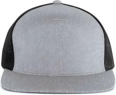 Pacific Headwear 710 6-Panel Arch Heather Trucker Snapback Cap - Grey Heather Black - Grey Heather Black / 7’’ - 7 7/8’’