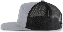Pacific Headwear 710 6-Panel Arch Heather Trucker Snapback Cap - Grey Heather Black - Grey Heather Black / 7’’ - 7 7/8’’
