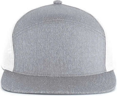 Pacific Headwear 710 6-Panel Arch Heather Trucker Snapback Cap - Grey Heather White - Grey Heather White / 7’’ - 7 7/8’’