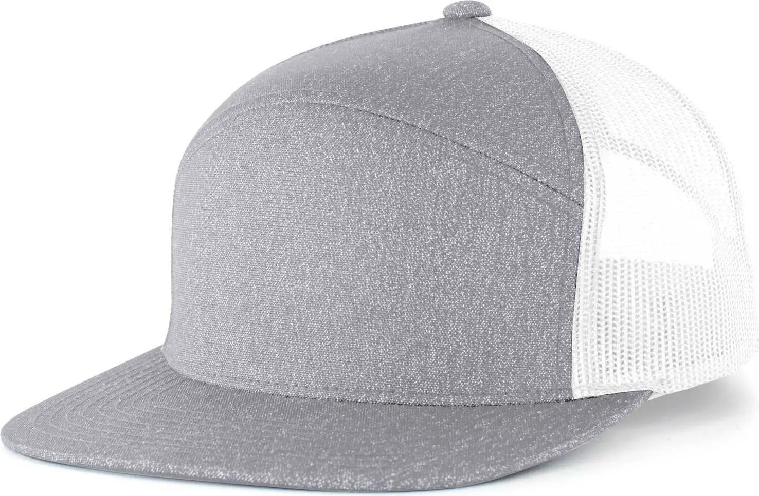 Pacific Headwear 710 6-Panel Arch Heather Trucker Snapback Cap - Grey Heather White - Grey Heather White / 7’’ - 7 7/8’’