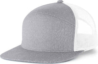 Pacific Headwear 710 6-Panel Arch Heather Trucker Snapback Cap - Grey Heather White - Grey Heather White / 7’’ - 7 7/8’’