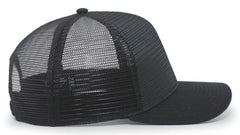 Pacific Headwear 724 Mesh Overlay 5-Panel Trucker Snapback Cap - Black Dark Green - Black Forest / 7’’ - 7 7/8’’