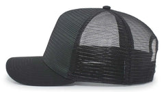 Pacific Headwear 724 Mesh Overlay 5-Panel Trucker Snapback Cap - Black Dark Green - Black Forest / 7’’ - 7 7/8’’