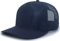 Pacific Headwear 724 Mesh Overlay 5-Panel Trucker Snapback Cap - Navy - Navy / 7’’ - 7 7/8’’
