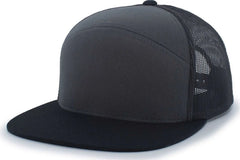 Pacific Headwear 787 6-Panel Arch Snapback Trucker Cap - Charcoal Black - Dark Gray Black / 7’’ - 7 7/8’’