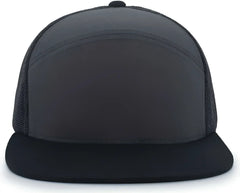 Pacific Headwear 787 6-Panel Arch Snapback Trucker Cap - Charcoal Black - Dark Gray Black / 7’’ - 7 7/8’’