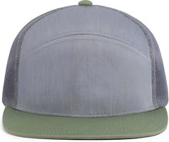 Pacific Headwear 787 6-Panel Arch Snapback Trucker Cap - Heather Gray Loden - Gray Brown / 7’’ - 7 7/8’’