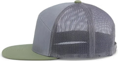 Pacific Headwear 787 6-Panel Arch Snapback Trucker Cap - Heather Gray Loden - Gray Brown / 7’’ - 7 7/8’’