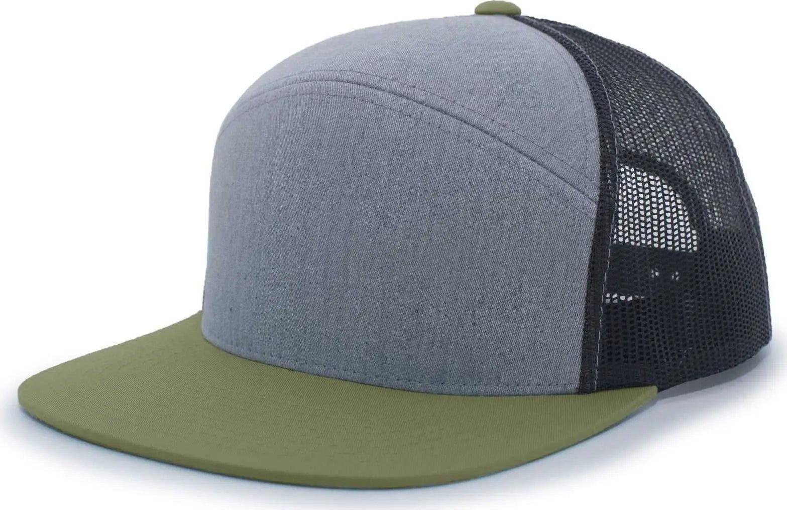 Pacific Headwear 787 6-Panel Arch Snapback Trucker Cap - Heather Gray Loden - Gray Brown / 7’’ - 7 7/8’’