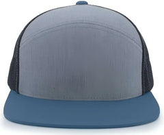 Pacific Headwear 787 6-Panel Arch Snapback Trucker Cap - Heather Gray Slate Blue - Gray Dark Gray / 7’’ - 7 7/8’’