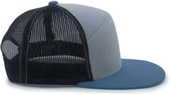 Pacific Headwear 787 6-Panel Arch Snapback Trucker Cap - Heather Gray Slate Blue - Gray Dark Gray / 7’’ - 7 7/8’’