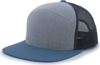 Pacific Headwear 787 6-Panel Arch Snapback Trucker Cap - Heather Gray Slate Blue - Gray Dark Gray / 7’’ - 7 7/8’’