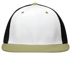 Pacific Headwear ES341 Premium M2 Performance Trucker Flexfit Cap - White Black Vegas Gold