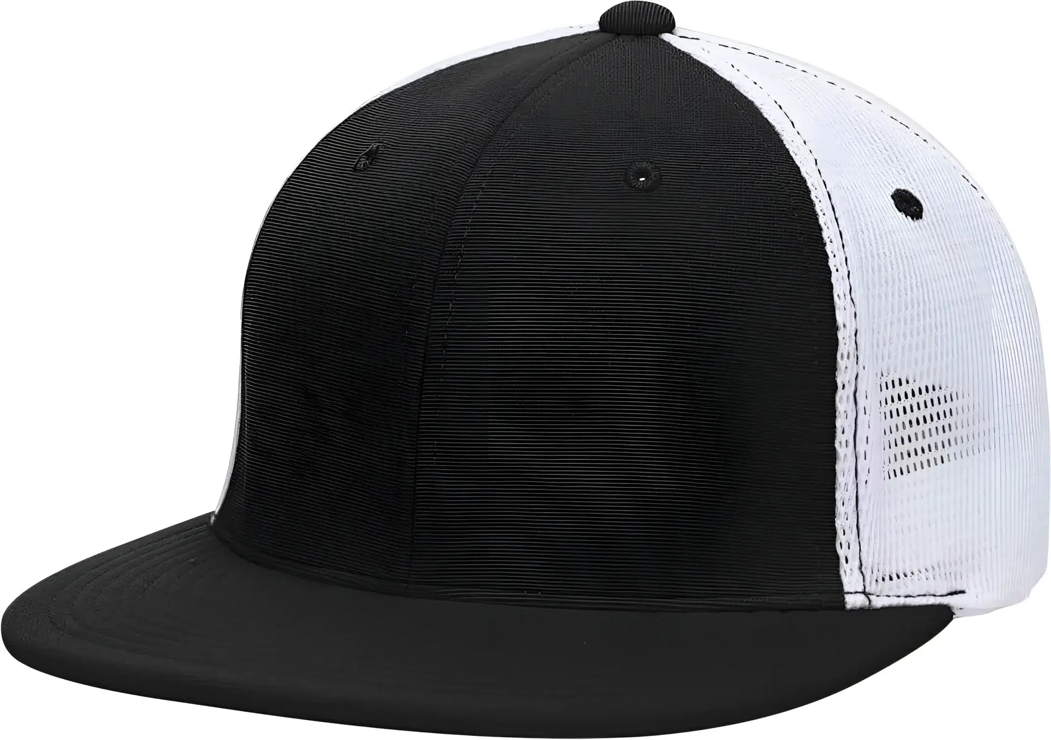 Pacific Headwear ES341 Premium M2 Performance Trucker Flexfit Cap - Black White - Black White / 6 3/8’’ - 6 7/8’’
