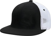 Pacific Headwear ES341 Premium M2 Performance Trucker Flexfit Cap - Black White - Black White / 6 3/8’’ - 6 7/8’’