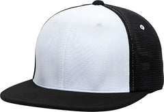Pacific Headwear ES341 Premium M2 Performance Trucker Flexfit Cap - White Black - White Black / 6 3/8’’ - 6 7/8’’
