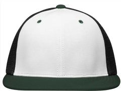 Pacific Headwear ES341 Premium M2 Performance Trucker Flexfit Cap - White Black Dark Green