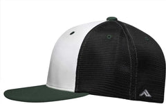 Pacific Headwear ES341 Premium M2 Performance Trucker Flexfit Cap - White Black Dark Green
