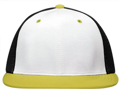 Pacific Headwear ES341 Premium M2 Performance Trucker Flexfit Cap - White Black Gold