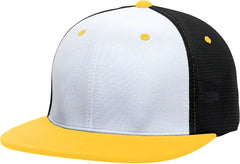 Pacific Headwear ES341 Premium M2 Performance Trucker Flexfit Cap - White Black Gold - White Black / 6 3/8’’ - 6 7/8’’