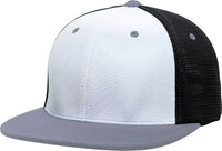 Pacific Headwear ES341 Premium M2 Performance Trucker Flexfit Cap - White Black Graphite - White Black Dark Gray / 6